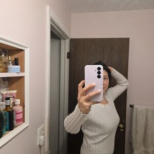 White Ribbed Sweater